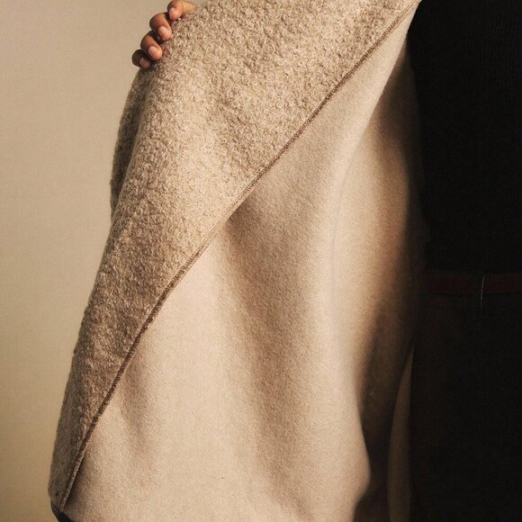 Camel Elegant Women's Skater Overcoat with Contrast Faux Leather Piping - Picture 9 of 9